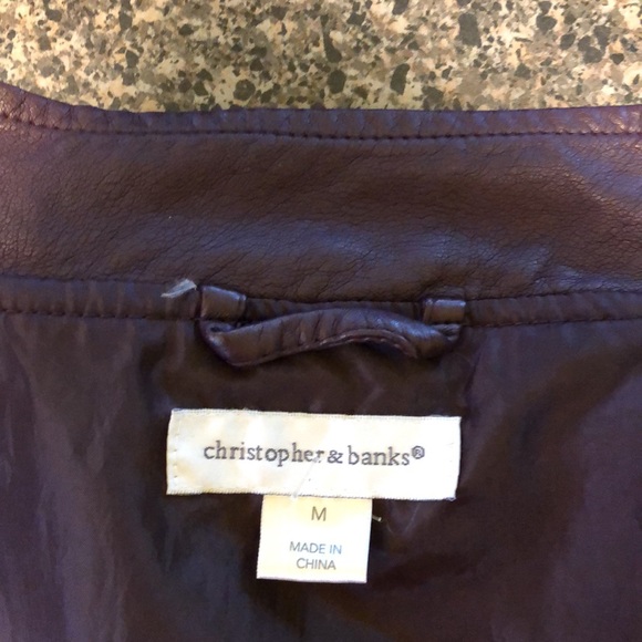 Christopher & Banks Tan Faux Leather Jacket Full Zip XL - Picture 10 of 12